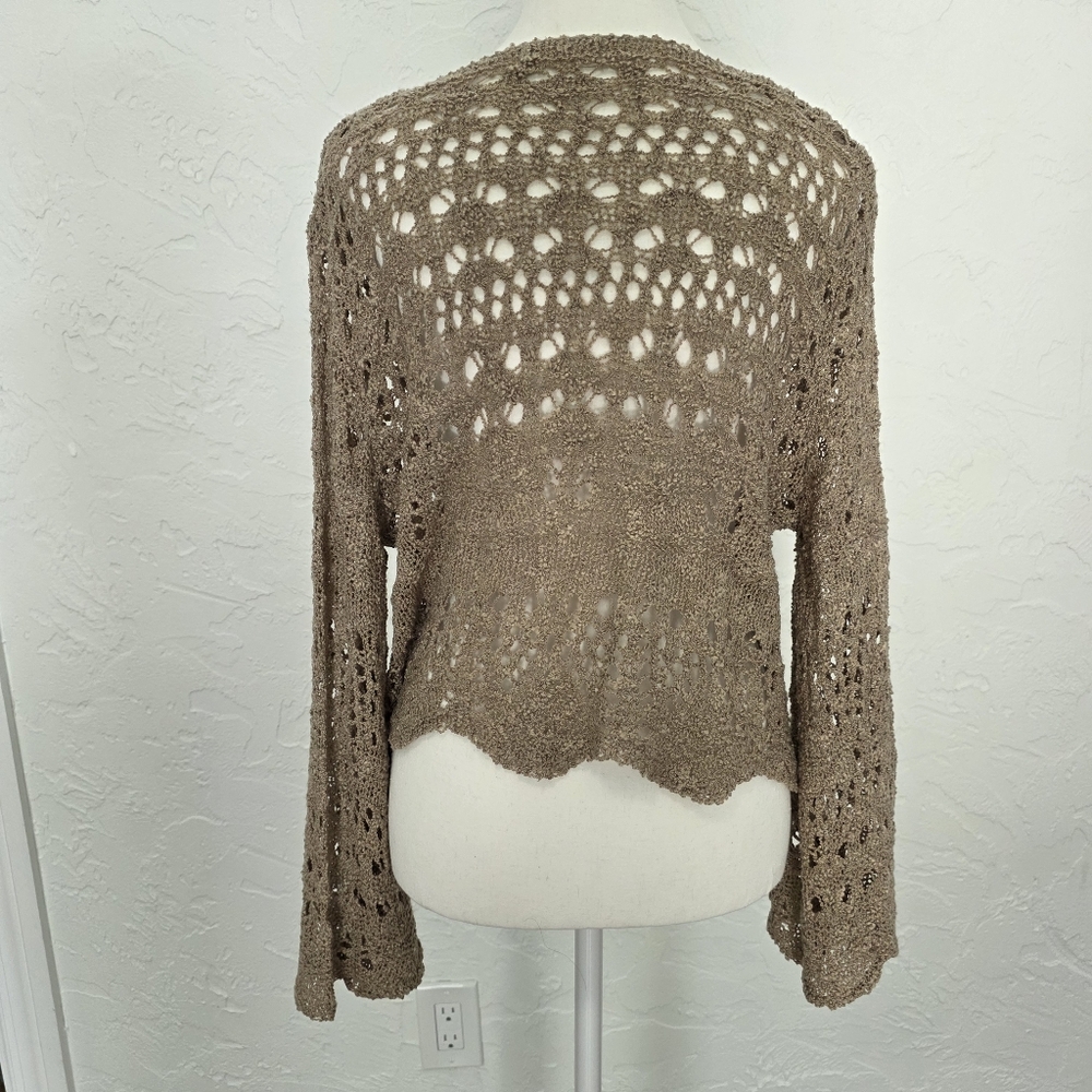 Altar'd State Tan Crochet Knit Pattern Top Size Small Medium - Picture 3 of 8
